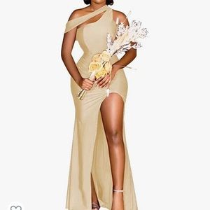 Beautiful Champagne Gold Bridesmaid Dress. Gently Used In Great Condition